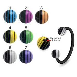 Bio Flex Eyebrow Circular Barbell With Laser Striped UV Balls