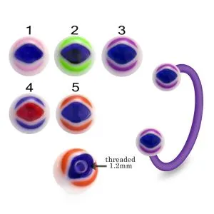 Bio Flex  Eyebrow Circular Barbell With  Evil Eye Design UV Balls