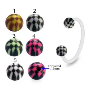 Bio Flex Eyebrow Circular Barbell With Checked Design UV Balls