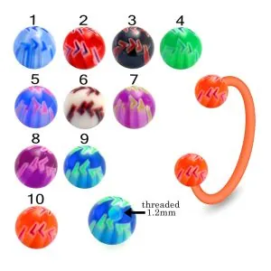 Bio Flex Eyebrow Circular Barbell With Hand Painted Colorful Arrow Design UV Balls