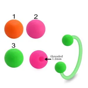 Bio Flex Eyebrow Circular Barbell With Neon Color UV Balls