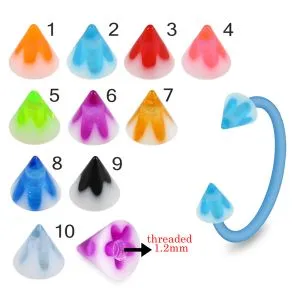 Bio Flex Eyebrow Circular Barbell With Flower on White UV Cones