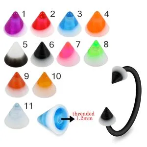 Bio Flex Eyebrow Circular Barbell With Double color Fancy UV Cones