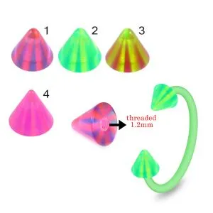 Bio Flex Eyebrow Circular Barbell With Multi Stripe Fancy UV Cones