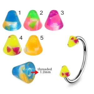 316L Surgical Steel Eyebrow Circular Barbell  Colorful Marble Design With UV Cones