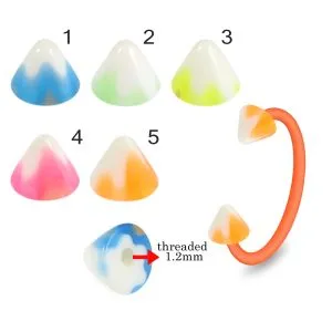 Bio Flex Eyebrow Circular Barbell With Cream Design UV Cones