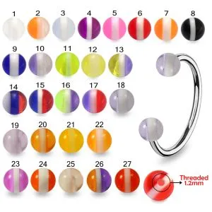 316L Surgical Steel Eyebrow Circular Barbell With UV Stripe Balls