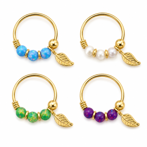 9K Gold Opal Leaf Hoop in display box | Different opal color