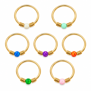 9K Solid Gold Opal Spring coil Hoop in display box | Different opal color