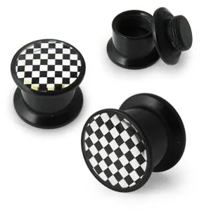 Checkers Logo With Screw Fit Ear Flesh Tunnel