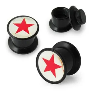 Red Star Logo Screw Fit Ear Flesh Tunnel