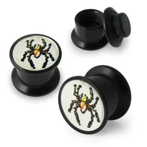 Spider Logo With Screw Fit Ear Flesh Tunnel 