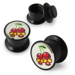 Cherry Skull Logo  Screw Fit Ear Flesh Tunnel 