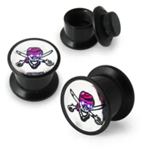 Screw Fit Ear Flesh Tunnel with Fancy Skull Logo