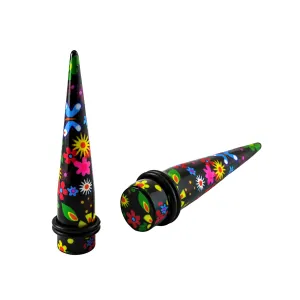 Colorful Flowers Straight Ear Expander