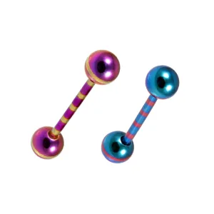 Colorful Striped Anodized Tongue Barbell