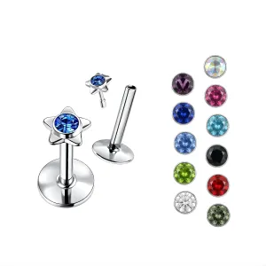 Convex Labret with Jeweled Star Design Threadless Pin Top