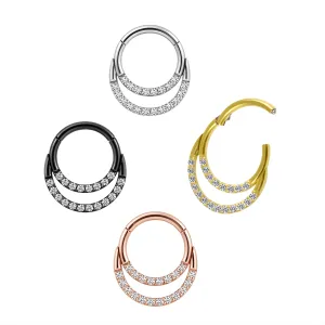316L Surgical Steel Crescent Crystal Hinged Clicker