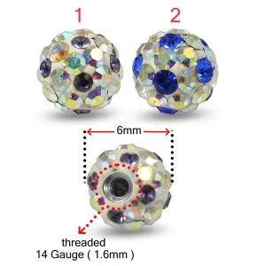 Multi Gem Jeweled 6mm Ferido Ball