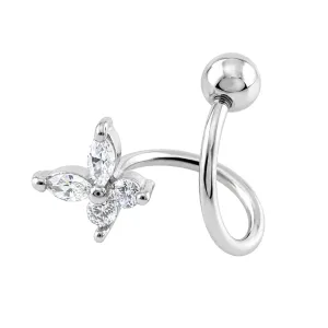 Crystal Butterfly Twisted Barbell