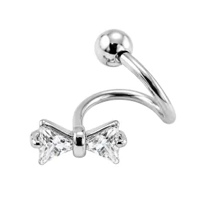 Crystal Tie Bow Twisted Barbell