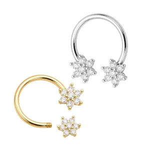 Surgical Steel Circular Bar with Flower Septum Piercing