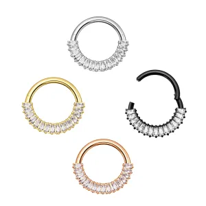 CZ Jeweled 316L Surgical Steel Hinged Segment Clicker Ring