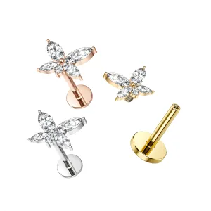 CZ Jeweled Butterfly Surgical Steel Helix Tragus Piercing Ear Stud