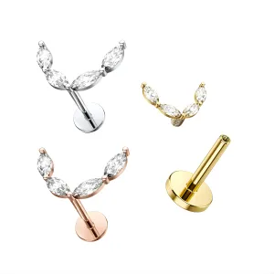 CZ Jeweled Crescent Internally Threaded 316L Surgical Steel Screw Fit Tragus Piercing