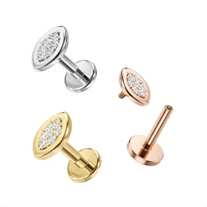 CZ Jeweled Marquise Internally Threaded Tragus Piercing