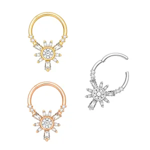 CZ Jeweled Surgical Steel Hinged Segment Clicker Ring