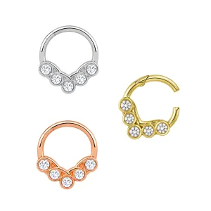 CZ Jeweled Surgical Steel Hinged Septum Clicker Ring
