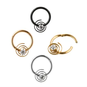 CZ Jeweled Swirl Segment Clicker Ring