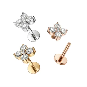 CZ Jeweled Tiny Flower Surgical Steel Helix Tragus Piercing Ear Stud