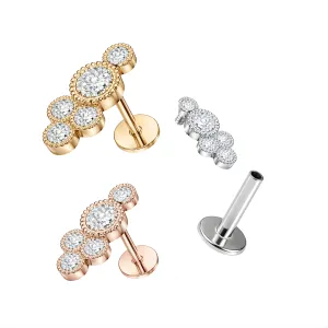 CZ Jeweled Trinity Internally Threaded 316L Surgical Steel Screw Fit Tragus Piercing