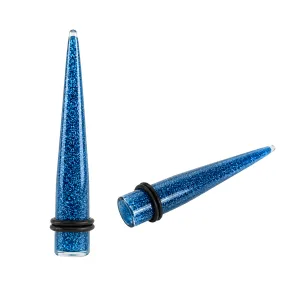 Dark Blue Glittering Straight Ear Expander