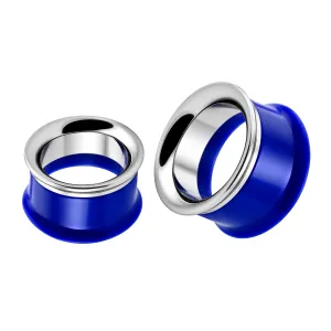 Dark Blue UV Acrylic with Steel Internal Thread Flesh Tunnel