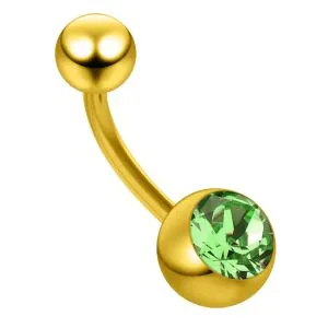 Gold PVD Anodized Clear CZ Jeweled 316L Steel Belly Banana
