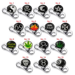 ASTM F-136 Titanium Base | 316L Steel Jeweled Logo Dermal Anchor Set