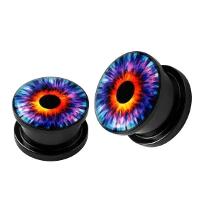 Devil's Eye Logo UV External Screw Fit Ear Flesh Tunnel Gauges