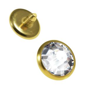 14K Gold Internally Threaded Jeweled Dermal Anchor Top
