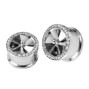 Double Flared Jeweled Fan Flesh Tunnel