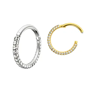 Double Side jeweled Micro Setting CZ Stones Hinged Segment Clicker Ring