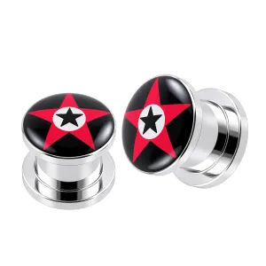 Double Star Internally threaded Logo Flesh Tunnel