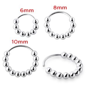 925 Sterling Silver Multible Silver Bead Ball Nose Hoop Ring
