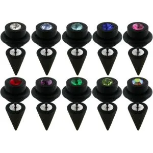 UV & SS Jeweled Fake Ear Plug with 'O' ring