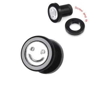 UV Screw Fit Smiley Laser cut-out Flesh  Externally Threaded Tunnel