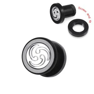 UV Screw Fit Tri - Swirl Laser cut-out Flesh Externally Threaded Tunnel