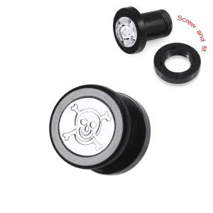 UV Screw Fit Skull Laser cut-out Flesh  Externally Threaded Tunnel