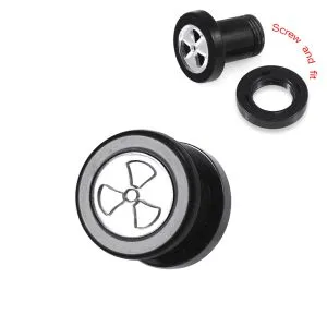 UV Screw Fit Hazard Symbol Laser cut-out Flesh  Externally Threaded Tunnel